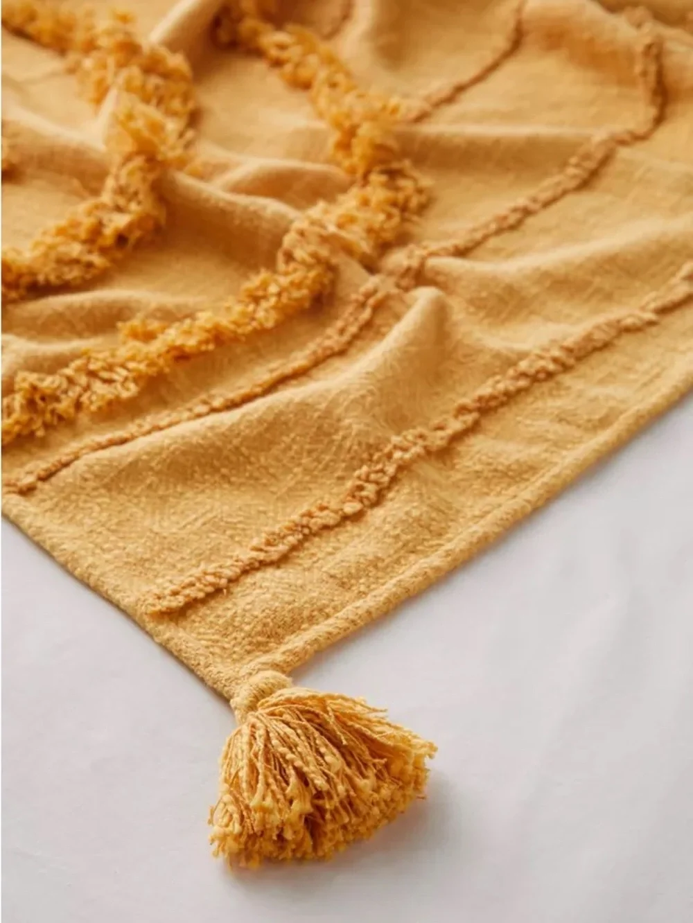 Urban Outfitters Aden Tufted Throw Blanket in Mustard